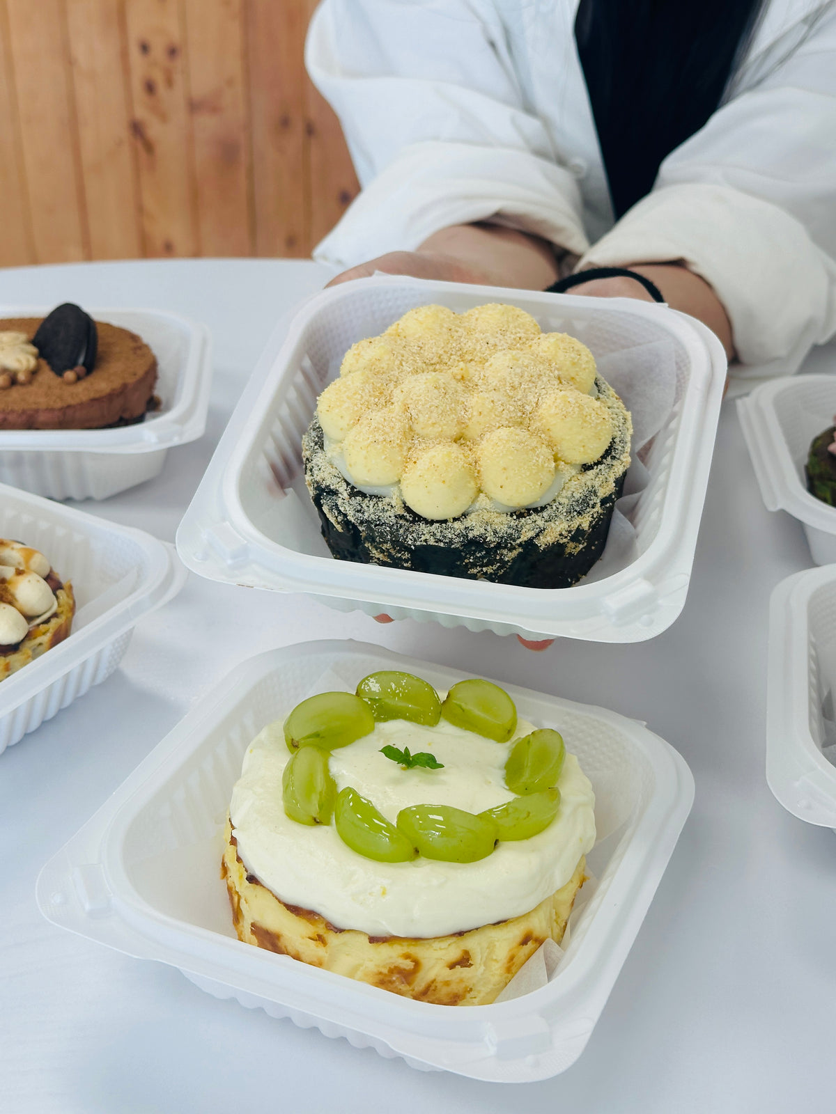 Basque cheesecake topped with banana slices